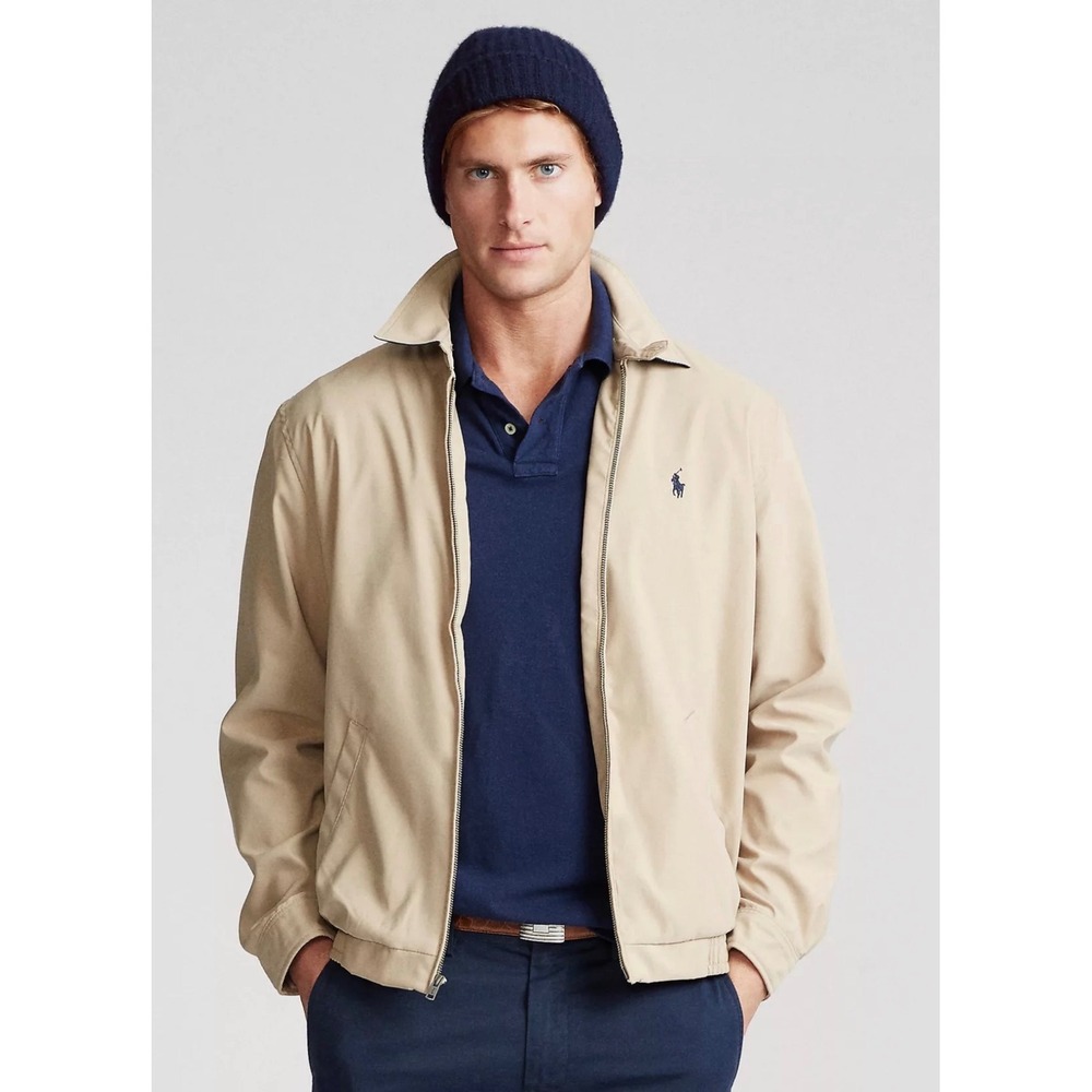 Polo Ralph Lauren Windbreaker Mens XL Tan Bi-Swing Harrington Jacket Classic